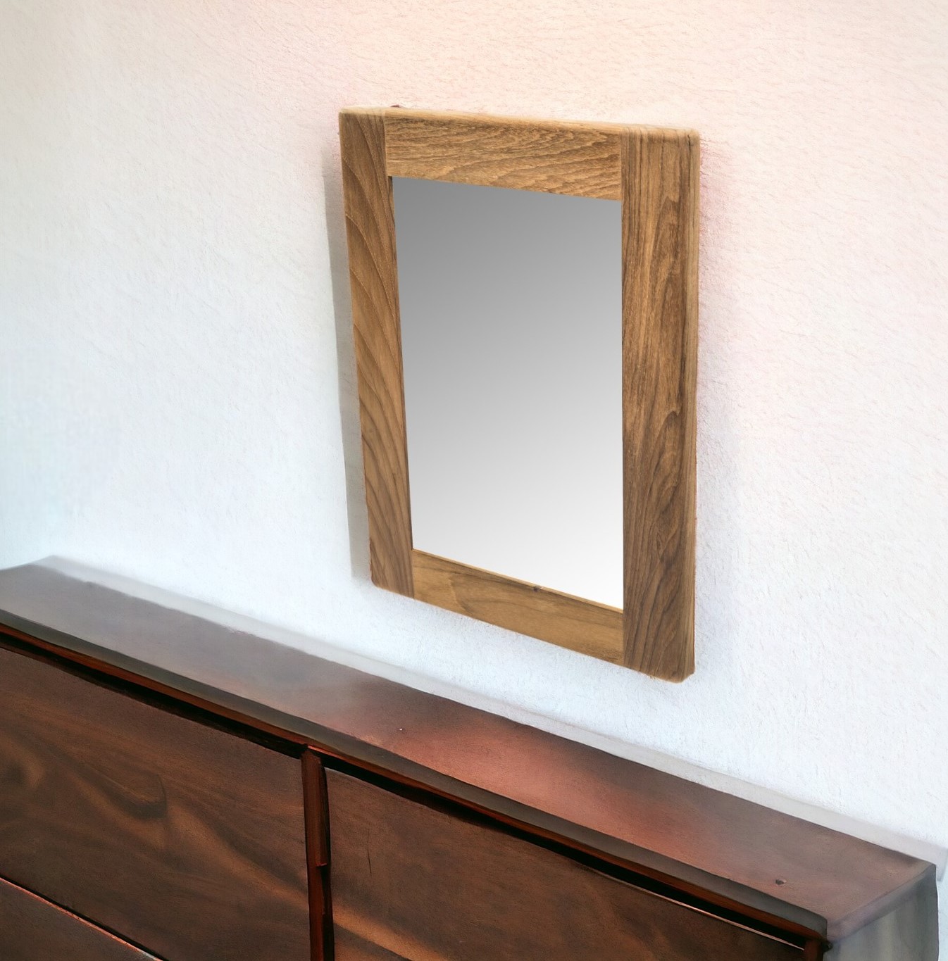 476684_9_lClUd8qT Homeroots - 15" Brown Solid Wood Framed Accent Mirror - Image 1