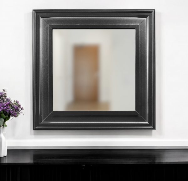 Homeroots - 38" Gray Square Wood Framed Accent Mirror - Image 1