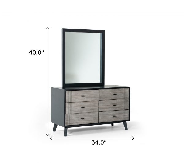 Homeroots - 40" Black Ash Veneer Rectangle Wall Mounted Dresser Mirror Engineered Wood Framed - Image 8