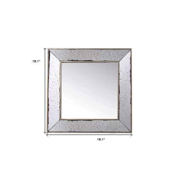 Homeroots - 18" Brown Square Metal Framed Antiqued Glass Accent Mirror - Image 8