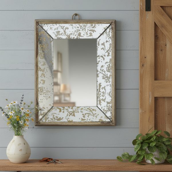 Homeroots - 12" Silver Metal Framed Antiqued Glass Accent Mirror - Image 1