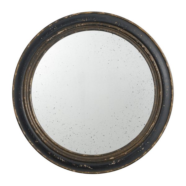 Homeroots - 24" Dark Brown Distressed Wood Round Framed Accent Mirror - Image 2