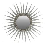 Homeroots - 30" Antiqued Silver Gray Sunburst Wall Mounted Accent Mirror - Image 2