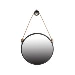 Homeroots - 30" Black Fame Round Wall Hanging Accent Mirror with Rope - Image 2