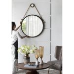 Homeroots - 30" Black Fame Round Wall Hanging Accent Mirror with Rope - Image 5