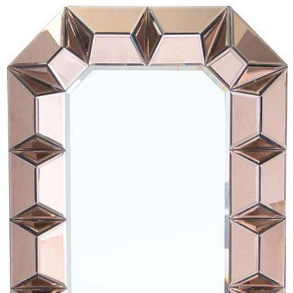 Homeroots - 35" Rose Gold Glass Framed Accent Mirror - Image 4