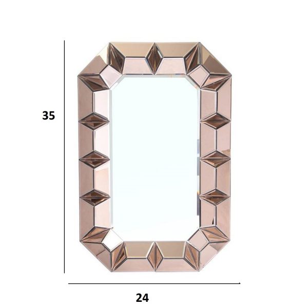 Homeroots - 35" Rose Gold Glass Framed Accent Mirror - Image 7