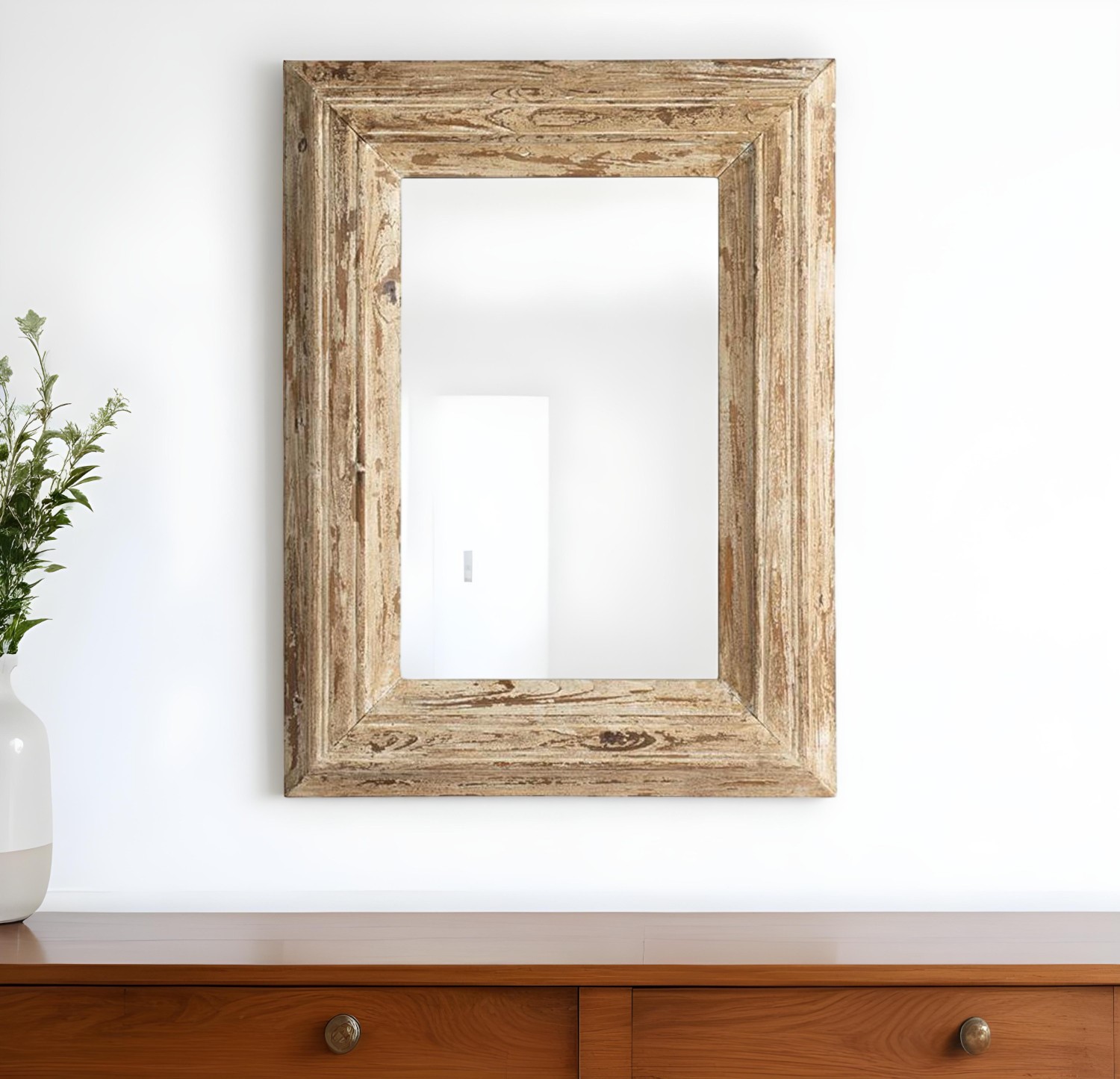 484996_13_vVGtXjOD Homeroots - 39" Natural Distressed Wood Framed Accent Mirror - Image 1