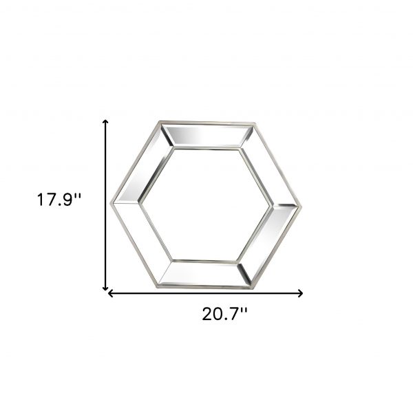 Homeroots - 18" Silver Hexagon Glass Framed Accent Mirror - Image 6