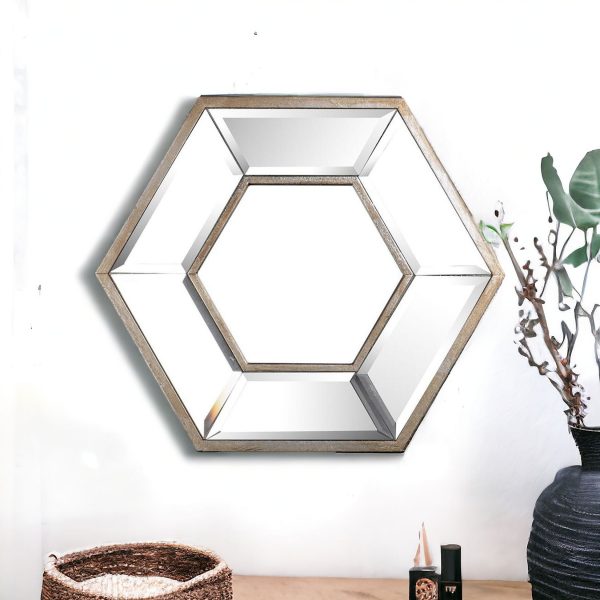 Homeroots - 12" Silver Hexagon Wall Mounted Accent Mirror - Image 1