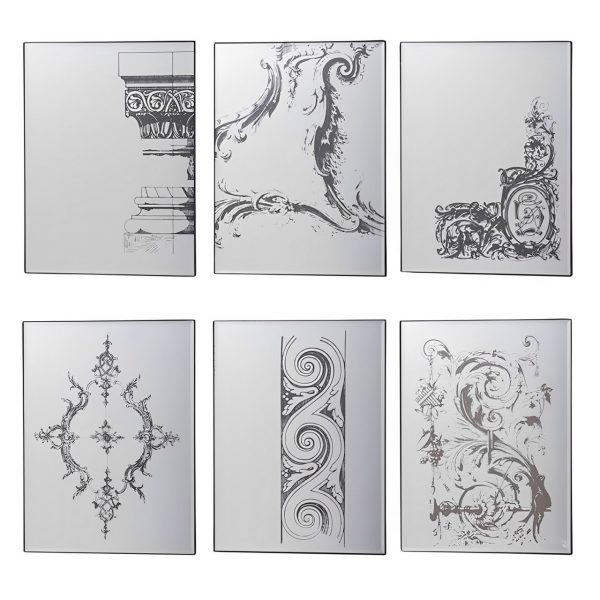 Homeroots - Set of Six Decorative Antiqued Glass Black Metal Framed Mirror Set - Image 2