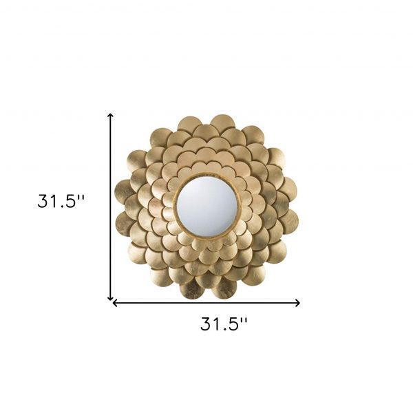 Homeroots - 32" Gold Scalloped Iron Framed Accent Mirror - Image 5