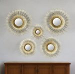 Homeroots - Set of Five Gold Sunburst Metal Framed Mirror Set