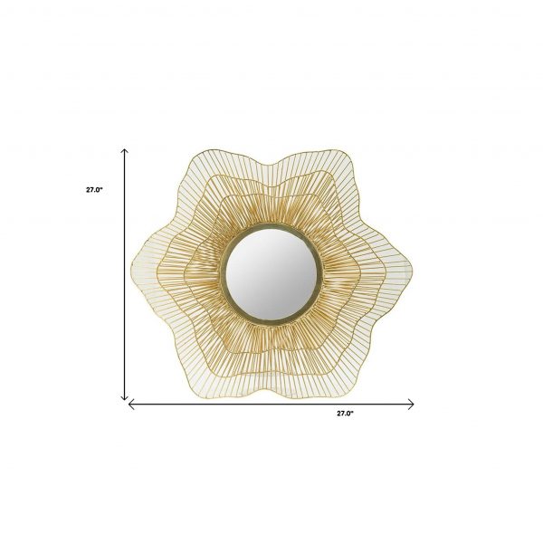 Homeroots - 27" Gold Floral Sunburst Iron Framed Accent Mirror - Image 7