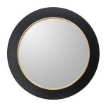 Homeroots - 32" Black And Gold Lighted Round Metal Framed Accent Mirror - Image 2