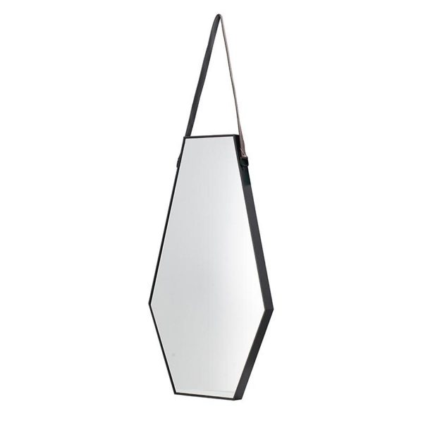 Homeroots - 32" Black Hexagon Wood Framed Accent Mirror - Image 3