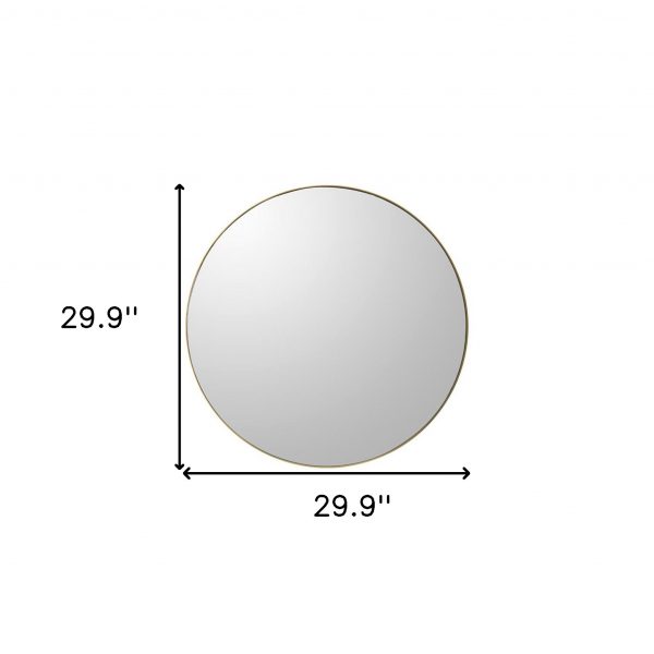 Homeroots - 30" Gold Round Wood Framed Accent Mirror - Image 6