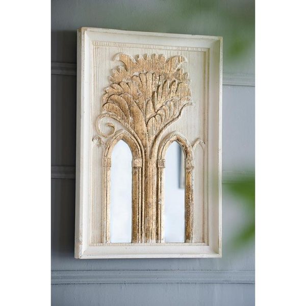 Homeroots - Set of Two 30" White and Gold Wood Framed Accent Mirrors - Image 7