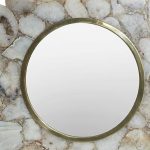 Homeroots - 30" White And Gold Scalloped Stone Framed Accent Mirror - Image 4