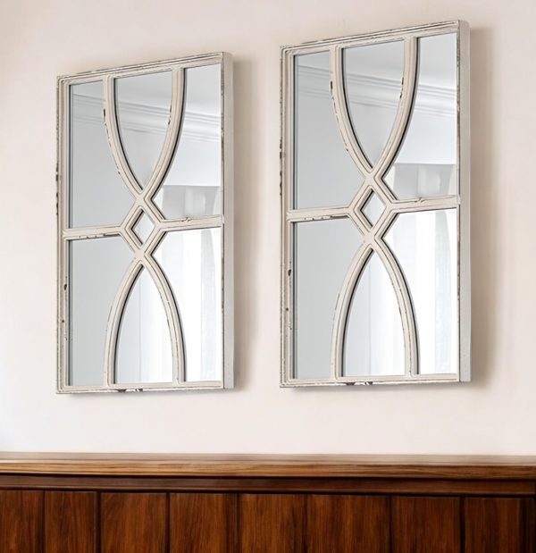 Homeroots - Set of Two White Wood Framed Accent Mirror - Image 1
