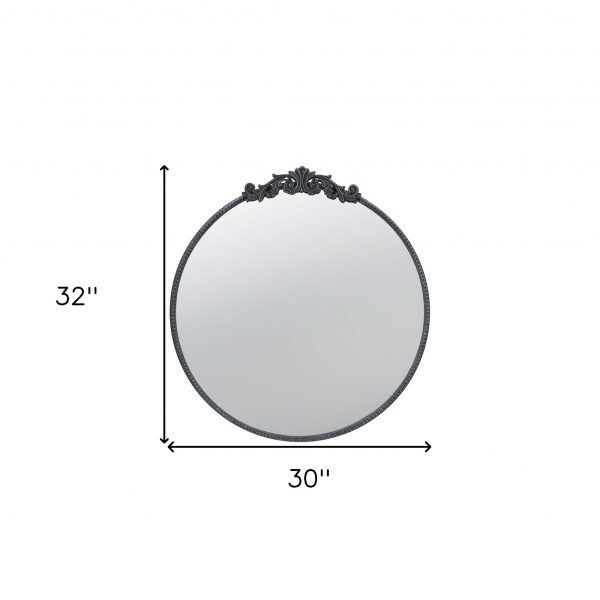 Homeroots - 32" Black Crowned Top Iron Framed Accent Mirror - Image 5