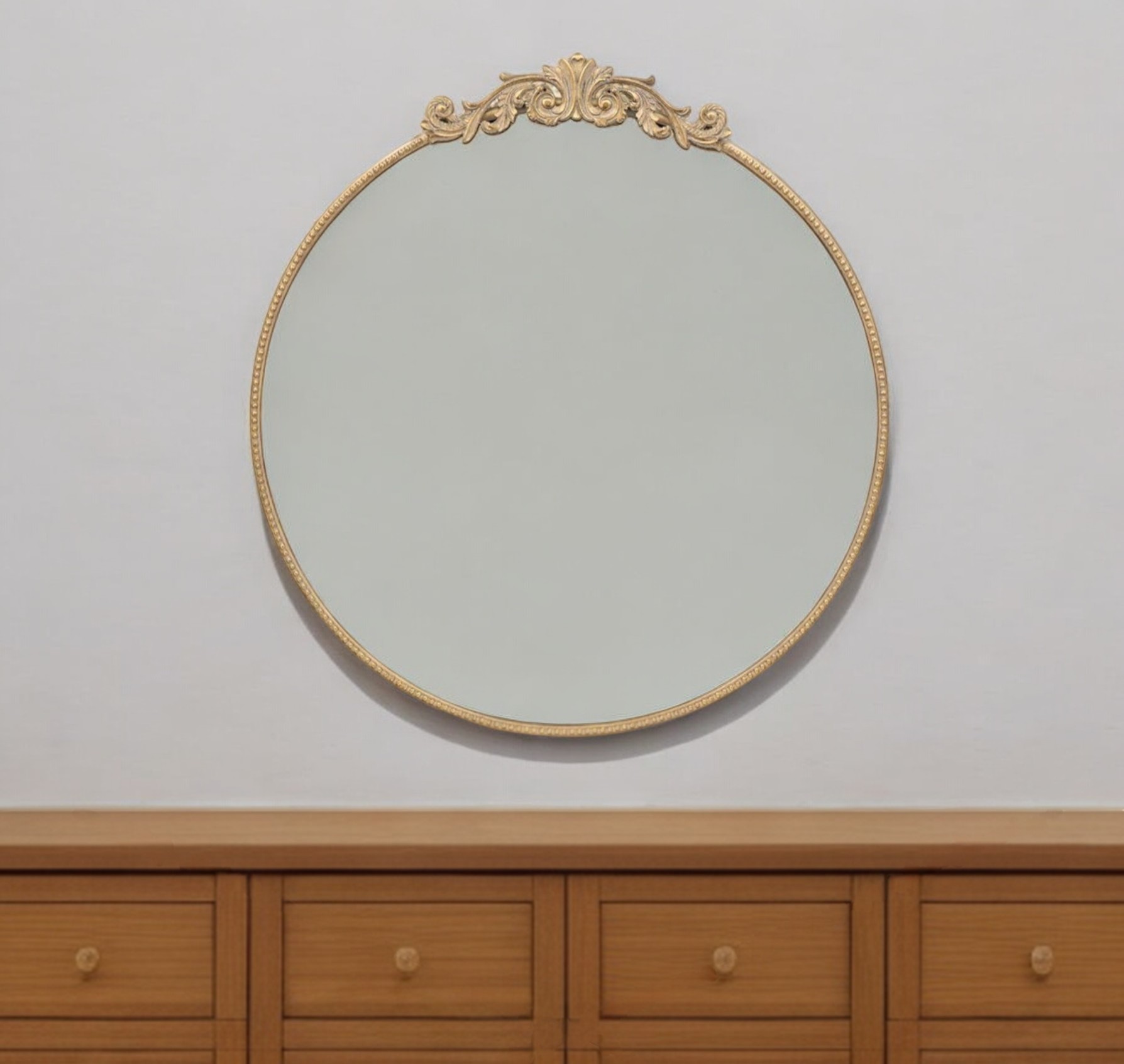 485048_14_weFVSo4R Homeroots - 39" Gold Crowned Top Iron Framed Accent Mirror - Image 1