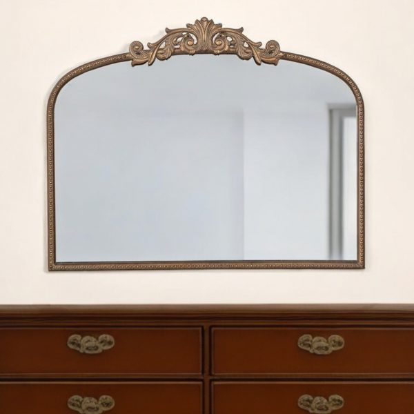 Homeroots - 31" Gold Arch Iron Framed Accent Mirror - Image 1