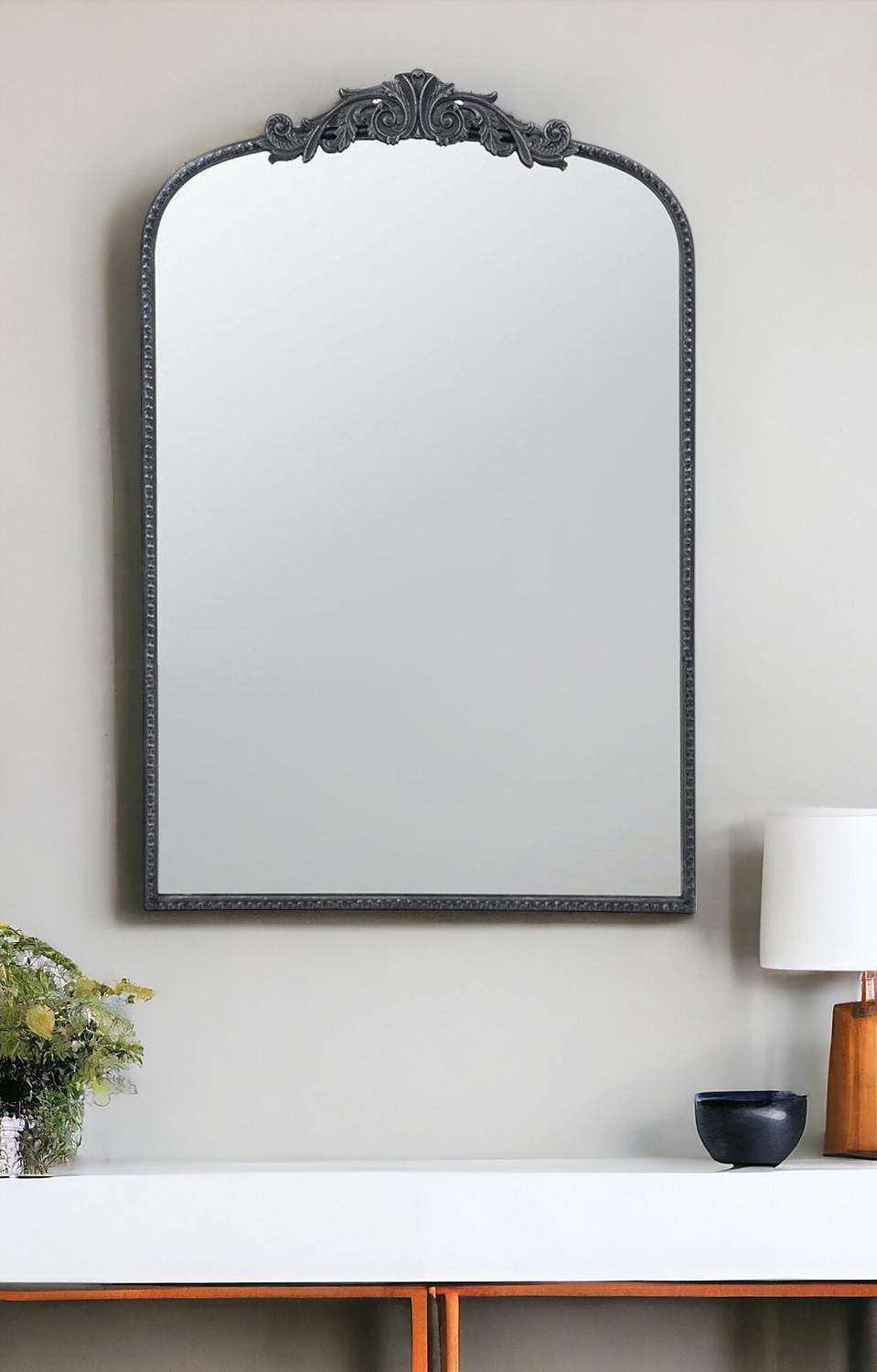 485051_13_3Pb2Q9Vc Homeroots - 36" Black Arch Iron Framed Accent Mirror - Image 1