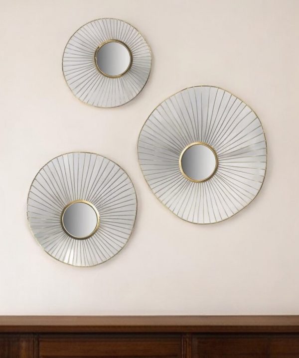 Homeroots - Set of Three Gold Sunburst Iron Framed Accent Mirror - Image 1