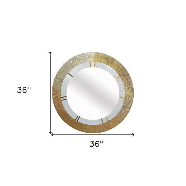 Homeroots - 36" Gold and White Round Aluminum Ribbed Edge Framed Accent Mirror - Image 6