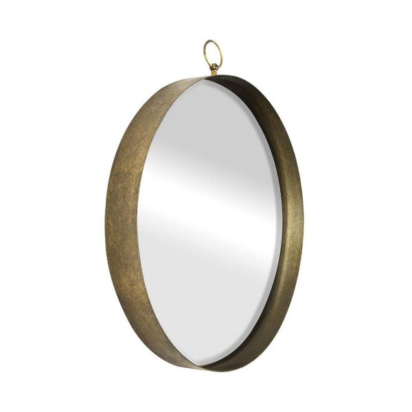 Homeroots - 28" Gold Round Iron Framed Accent Mirror - Image 2