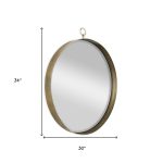 Homeroots - 34" Gold Round Iron Framed Accent Mirror - Image 7