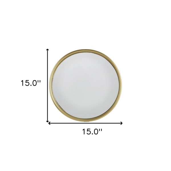 Homeroots - 15" Gold Round Iron Textured Framed Accent Mirror - Image 4