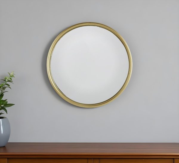 Homeroots - 15" Gold Round Iron Textured Framed Accent Mirror - Image 1