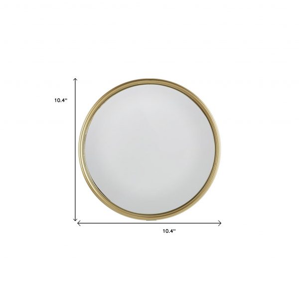 Homeroots - 10" Gold Round Iron Textured Framed Accent Mirror - Image 5