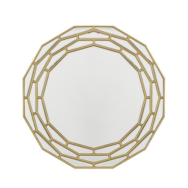 Homeroots - 35" Gold Round Framed Accent Mirror - Image 1