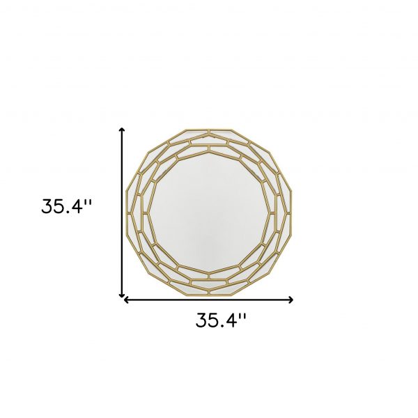 Homeroots - 35" Gold Round Framed Accent Mirror - Image 5