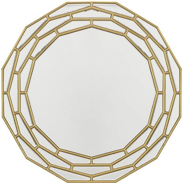 Homeroots - 35" Gold Round Framed Accent Mirror - Image 4