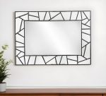 Homeroots - 28" Black Metal And Glass Mosaic Framed Accent Mirror
