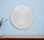 Homeroots - 24" Clear Round Beveled Glass Framed Accent Mirror