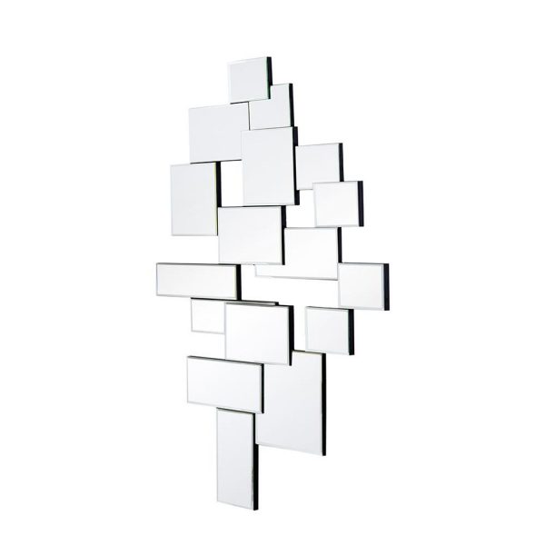 Homeroots - 30" Clear Abstract Glass Contemporary Panels Unframed Accent Mirror - Image 6