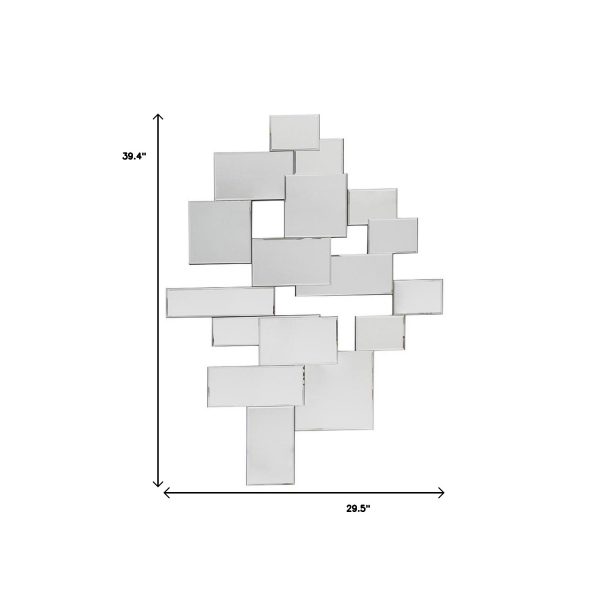 Homeroots - 30" Clear Abstract Glass Contemporary Panels Unframed Accent Mirror - Image 8