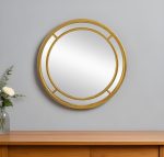Homeroots - 35" Gold Geo Dot Round Double Frame Accent Mirror