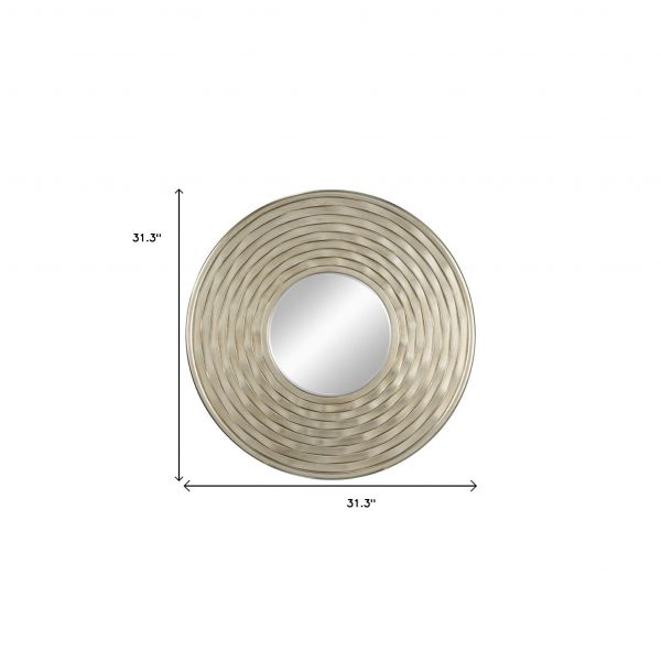 Homeroots - 31" Silver Round Dimensional Thick Frame Accent Mirror - Image 8