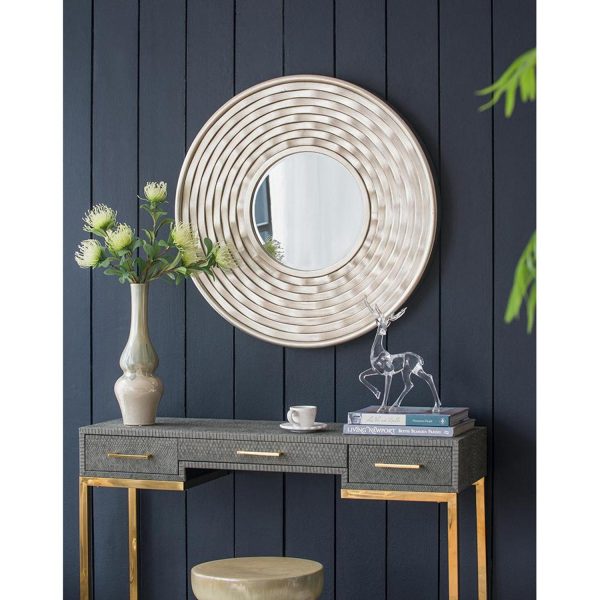 Homeroots - 31" Silver Round Dimensional Thick Frame Accent Mirror - Image 4