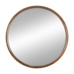 Homeroots - 32" Brown Round Wood Framed Accent Mirror - Image 3