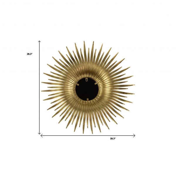 Homeroots - 28" Gold Sunburst Iron Framed Accent Mirror - Image 6