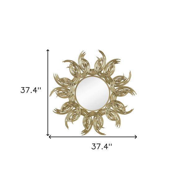Homeroots - 37" Gold Abstract Sunburst Iron Framed Accent Mirror - Image 9