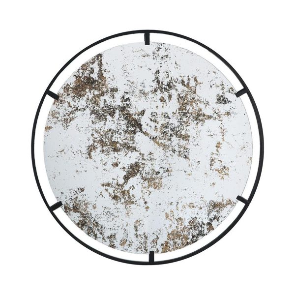 Homeroots - 32" Black Round Iron Framed Accent Mirror - Image 2