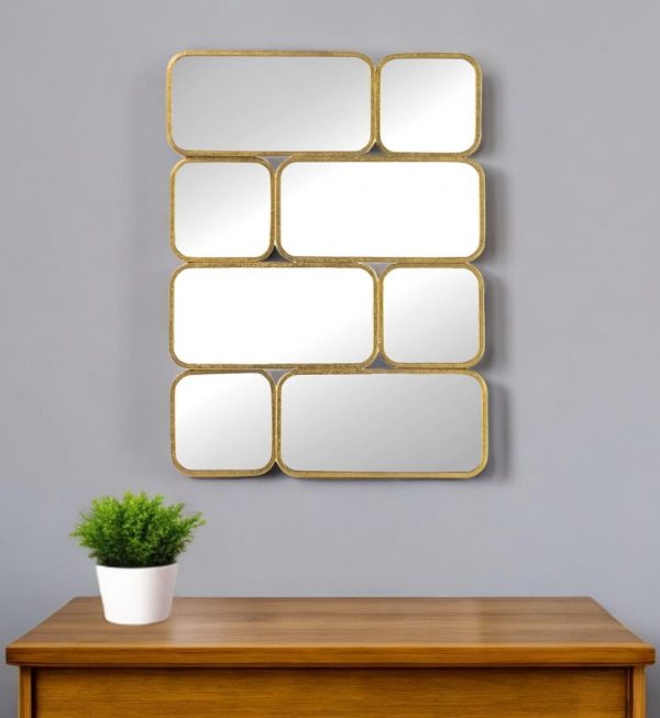 Homeroots - 32" Gold Iron Framed Accent Mirror - Image 1